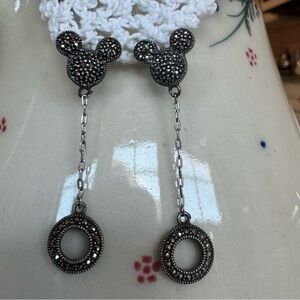 Disney World vintage Judith Jack marcasite Mickey Mouse post dangle earrings